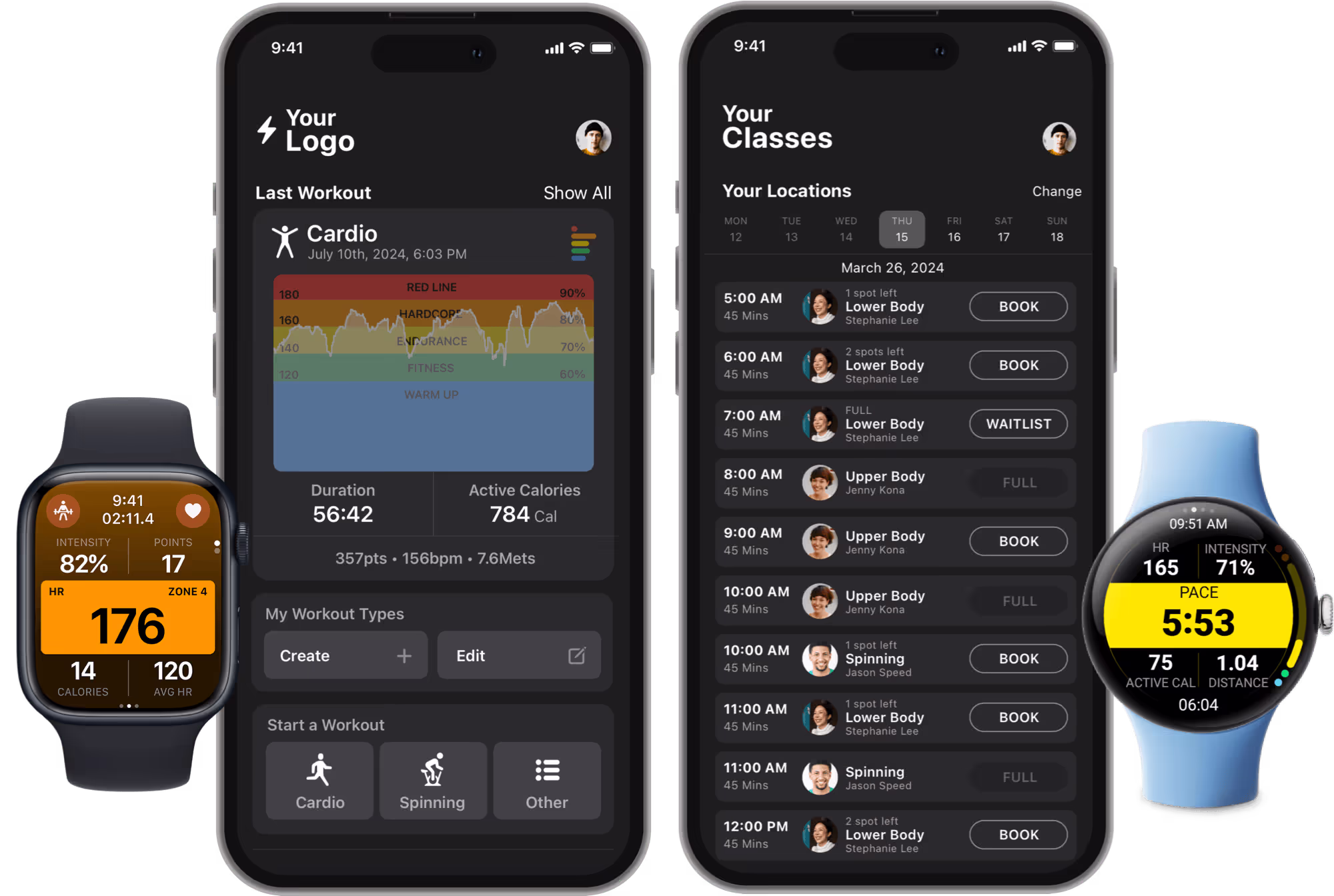 Fitiv Pulse running on iPhone, Apple Watch, and Android